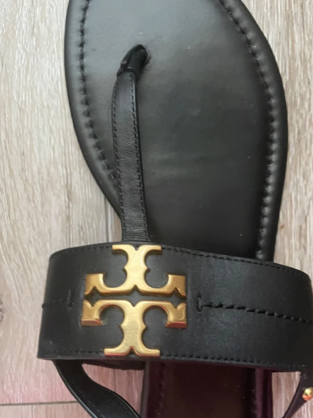 TORY BURCH Everly T Strap Sandals Black Size 10